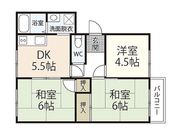 コーポ川口A ｜広島県広島市安佐南区相田2丁目(賃貸アパート3DK・2階・49.61㎡)の写真 その2