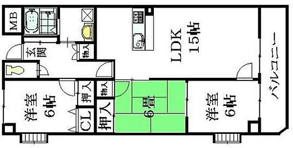 シャトウ緑井 ｜広島県広島市安佐南区緑井5丁目(賃貸マンション3LDK・6階・79.38㎡)の写真 その2