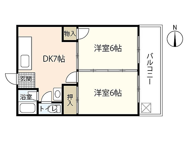 中川コーポラス ｜広島県広島市安佐南区古市1丁目(賃貸マンション2DK・3階・38.88㎡)の写真 その2