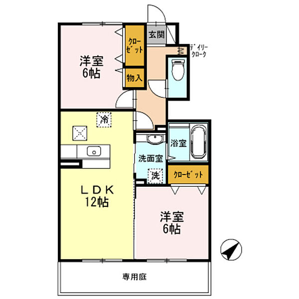 ラクス　ナカヤ ｜広島県広島市安佐南区緑井8丁目(賃貸アパート2LDK・1階・59.13㎡)の写真 その2