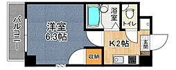 シャンス増岡 1Kの間取図画像