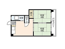 Calm中広 2DKの間取図画像