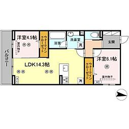 VILLA HAKUYO 2LDKの間取図画像