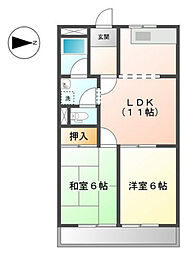 ハニーパーク高巣 2LDKの間取図画像