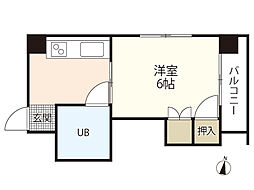 ピュアシティ 2階1Kの間取り
