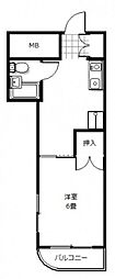 ハッコービル 1DKの間取図画像