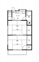 西本アパート 2Kの間取図画像