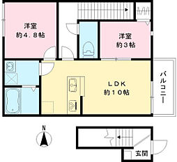 Ｇｌｏｒｉｏｓａ 2階2LDKの間取り