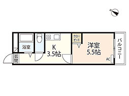 第1パークサイドマンション 1Kの間取図画像