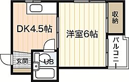 福島ビル 1DKの間取図画像