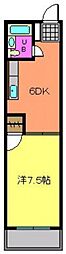 コーポ市村 1Kの間取図画像