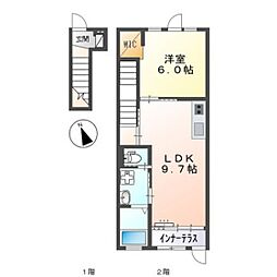 ピコットプレイス 2階1LDKの間取り
