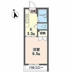 クレールY 1Kの間取図画像