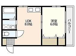 岡田ビル 1LDKの間取図画像