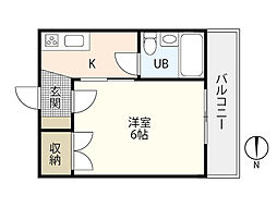 東雲ハイツ 1Kの間取図画像