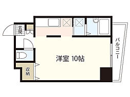 コーナービル 1Kの間取図画像