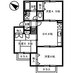 チャイブ 3DKの間取図画像