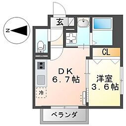 フォルマ日宇那 1DKの間取図画像