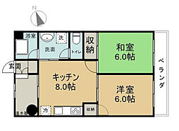 山陽コーポ 2DKの間取図画像