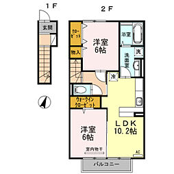 シャンテピエール 2LDKの間取図画像