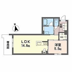 リバーサイドクレド 1LDKの間取図画像