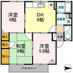 セジュール藤本 3DKの間取図画像