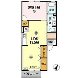 セジュール大町西 1LDKの間取図画像