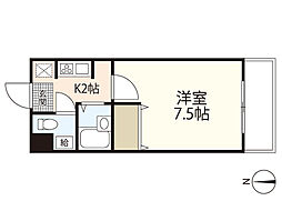 坊田ビル 1Kの間取図画像