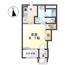 リアン五日市中央 1Kの間取図画像