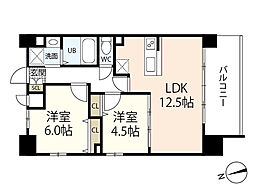 S-RESIDENCE宇品海岸 2LDKの間取図画像
