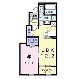 グリュンヴェルデ 1LDKの間取図画像
