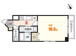 プランドール古市 1Kの間取図画像