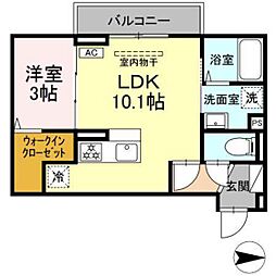 グレイスガーデンB 1LDKの間取図画像