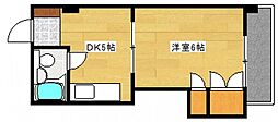 サンハイムうえだ 1DKの間取図画像