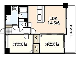 ウェール長楽寺 2LDKの間取図画像