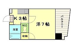パーク朝日 1Kの間取図画像