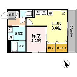 UMWELT.bilddrei 1LDKの間取図画像