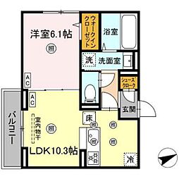 campanella船越 1LDKの間取図画像
