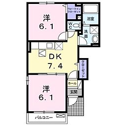 南タウンあさひA 2LDKの間取図画像