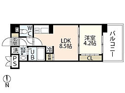PLACIDO宇品 1LDKの間取図画像