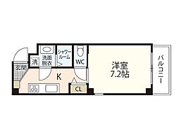 LEDOME白島中町 1Kの間取図画像