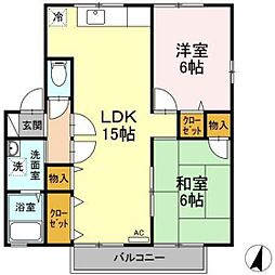 セジュール清水B 2LDKの間取図画像
