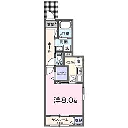 ブライト フェイバー.K 1Kの間取図画像
