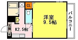 セフィラ田所 1Kの間取図画像
