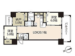 澄和レジデンス広島小町 2SLDKの間取図画像