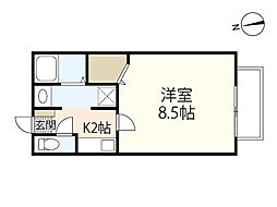 バーディテラス 1Kの間取図画像