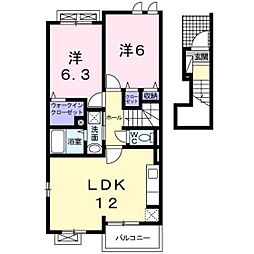 ジェルメ47C 2LDKの間取図画像