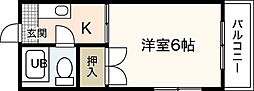 串戸ハイム 1Kの間取図画像