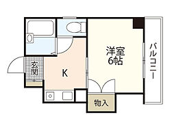 岸保ビル 1Kの間取図画像