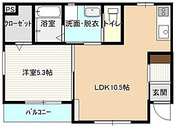 ハピネス矢賀 1LDKの間取図画像